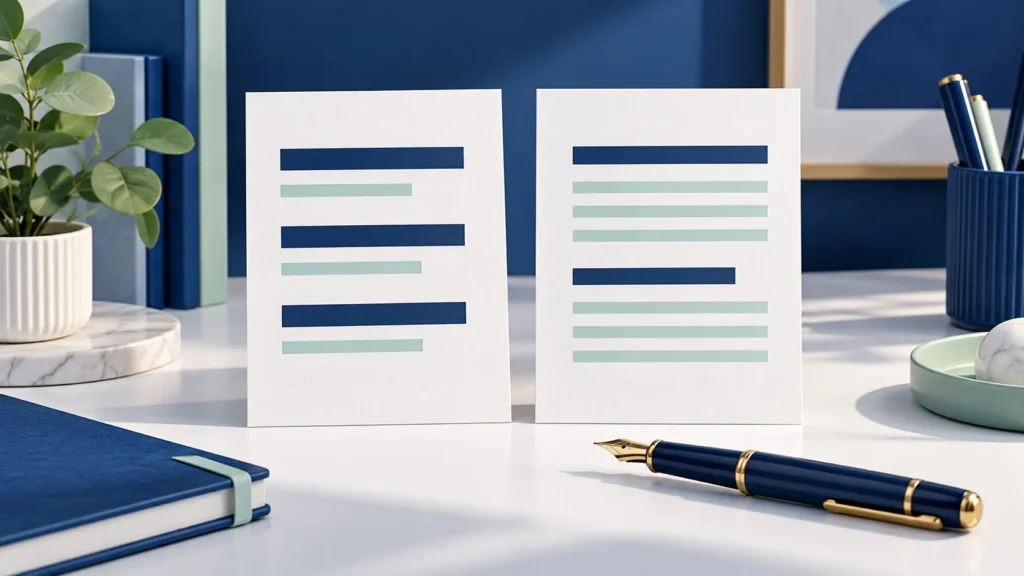 Examples of title case and sentence case displayed on writing pages